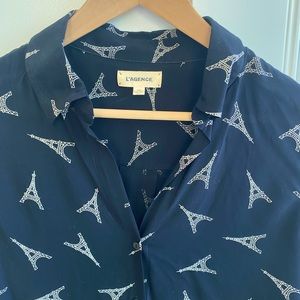 L’AGENCE Paris blouse with open collar